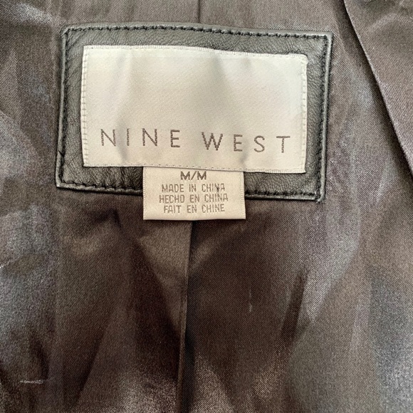 NINE WEST 100% Leather Brown Button Up Jacket - Picture 6 of 7